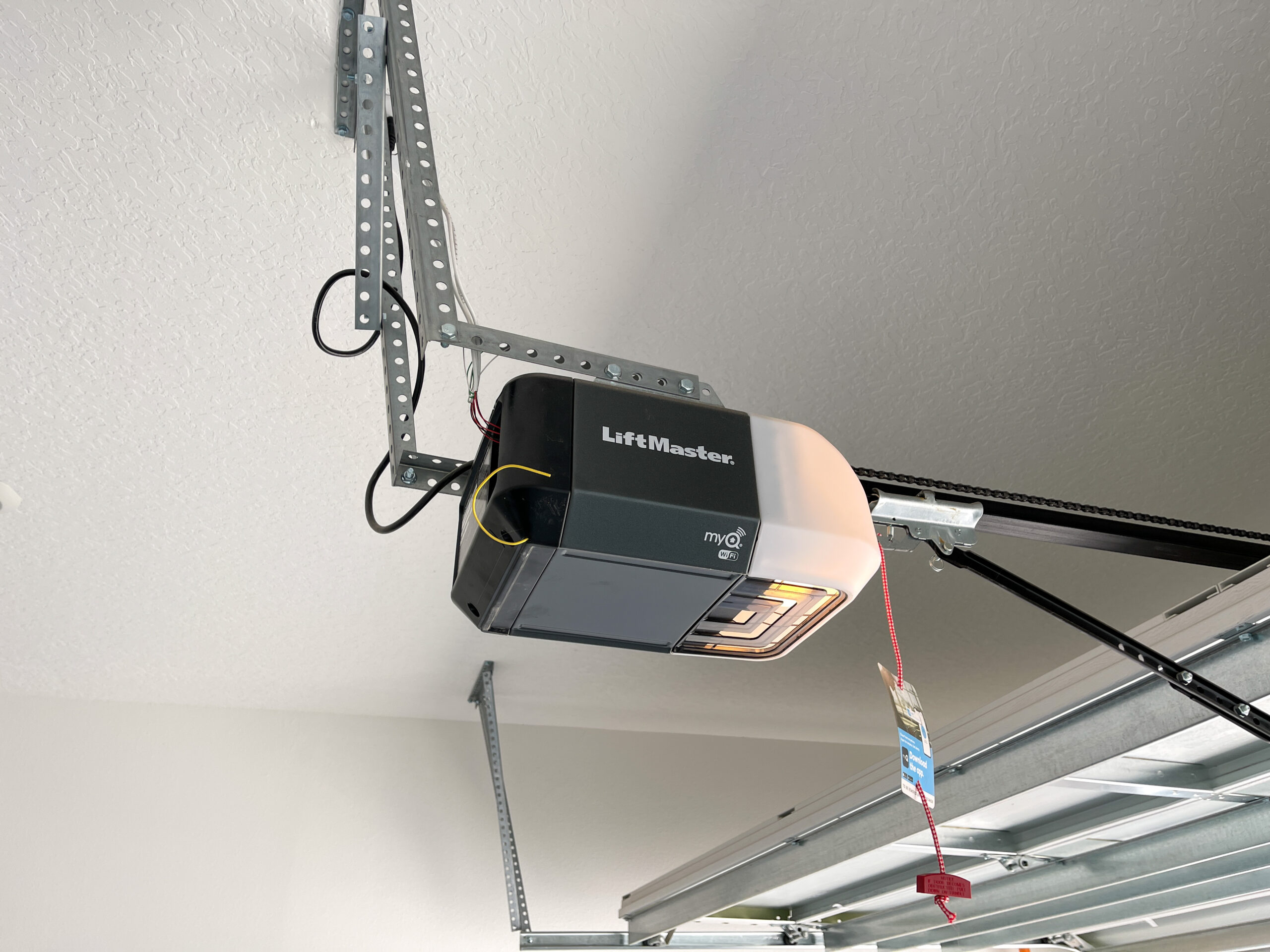 Orlando, FL USA - May 15, 2021:  A Liftmaster automatic garage door opener in a newly built home in Orlando, Florida.